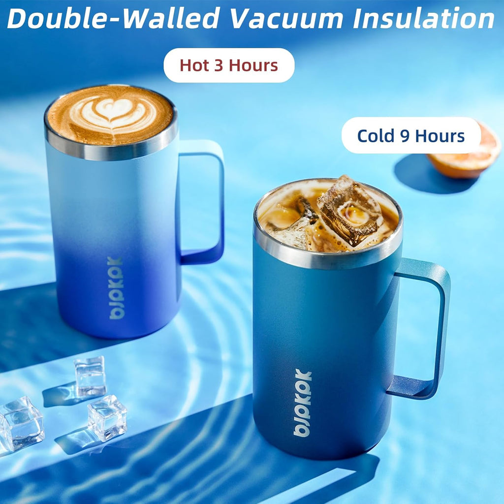 25oz Insulated Coffee Mug with Handle, Stainless Steel Travel Mug | Keeps Drinks Hot & Cold, Double Wall Vacuum, 2