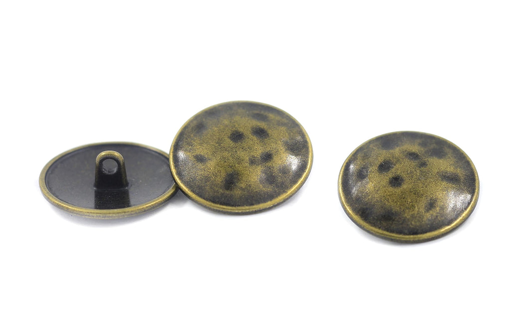 12 Pieces Nostalgic Metal Shank Buttons 25mm (1 inch) (Antique Brass)