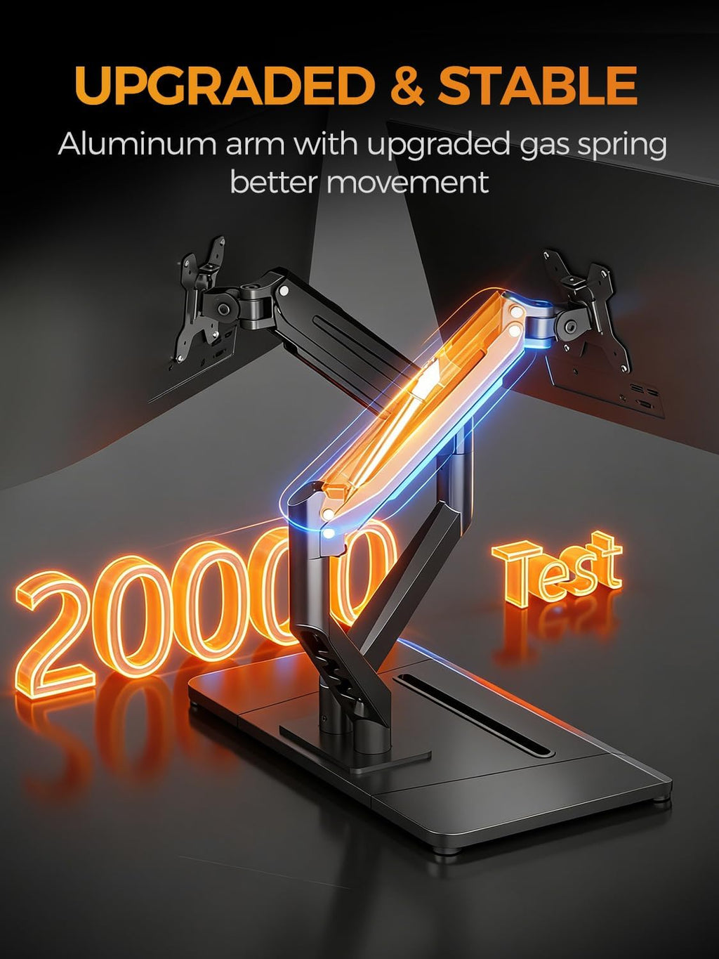 Dual Monitor Stand Free Standing Desk Mount, Premium Dual Monitor Arm Fits Two Screens up to 40 inch 26.45 lbs Fully