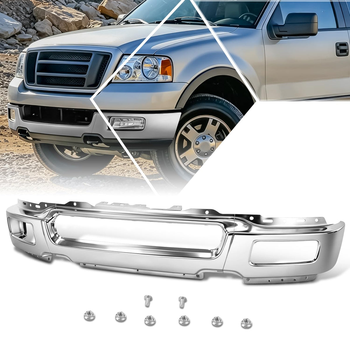 Front Bumper Assembly Compatible with 2004 2005 2006 Ford F-150