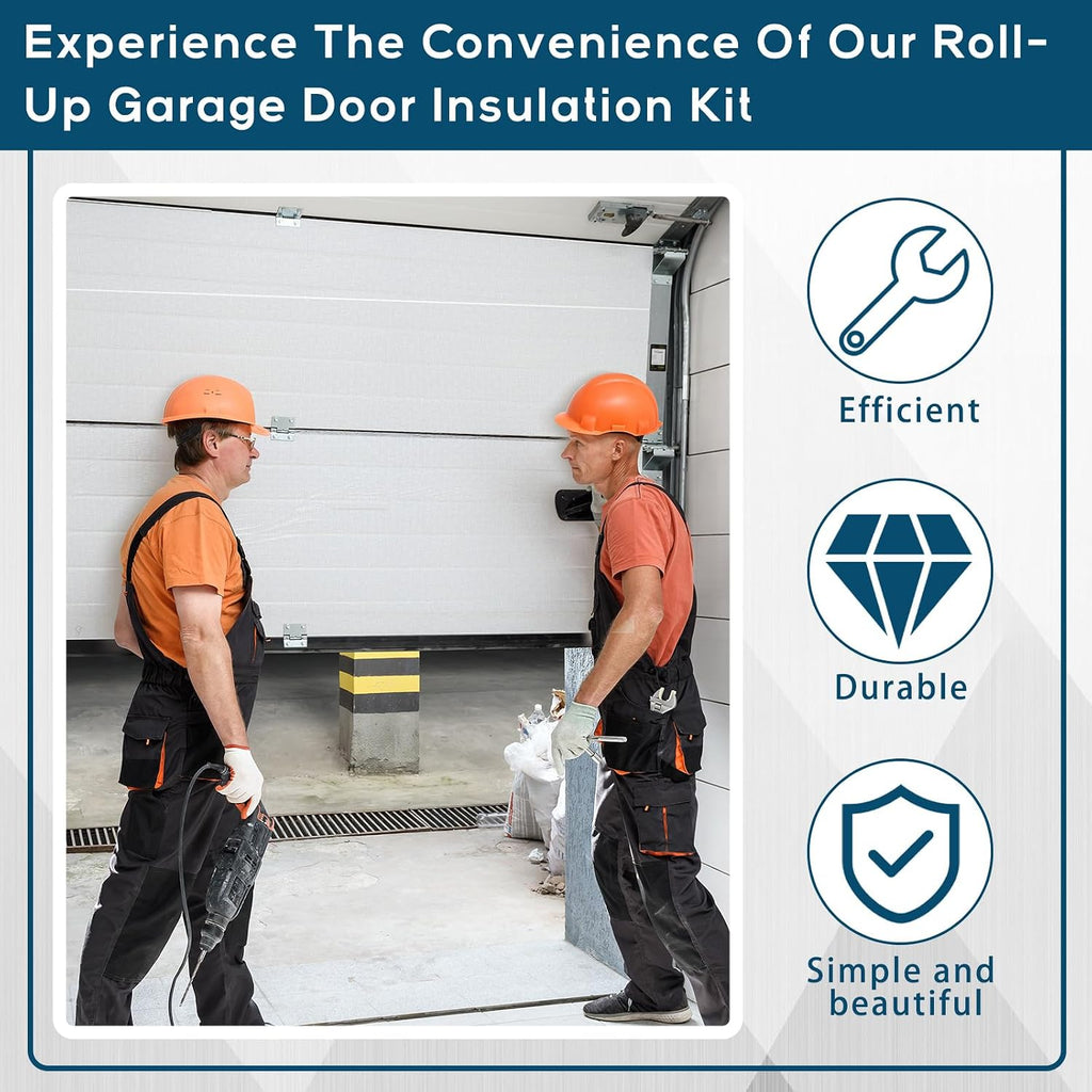 Roll up Garage Door Insulation Kit for Cooling Metal Buildings White Reflective Foam Aluminum Foil Summer Barrier