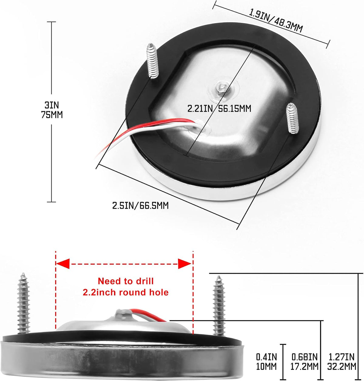HUSUKU LED Marine Courtesy Lights 3inch 18LED 1200LM Boat Interior Light