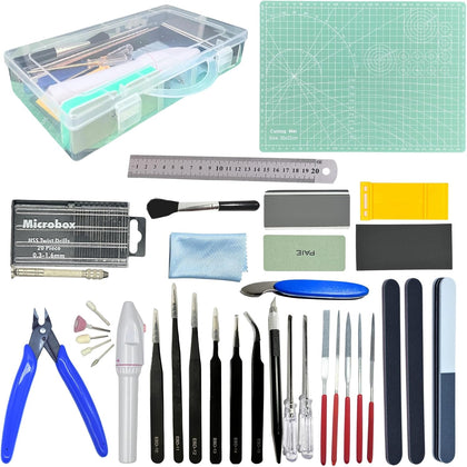 Gundam Model Tool Kit, 64pcs Hobby Modeler Basic Tool Set for Minature Bandai Models, Cars, Airplanes, Buildings