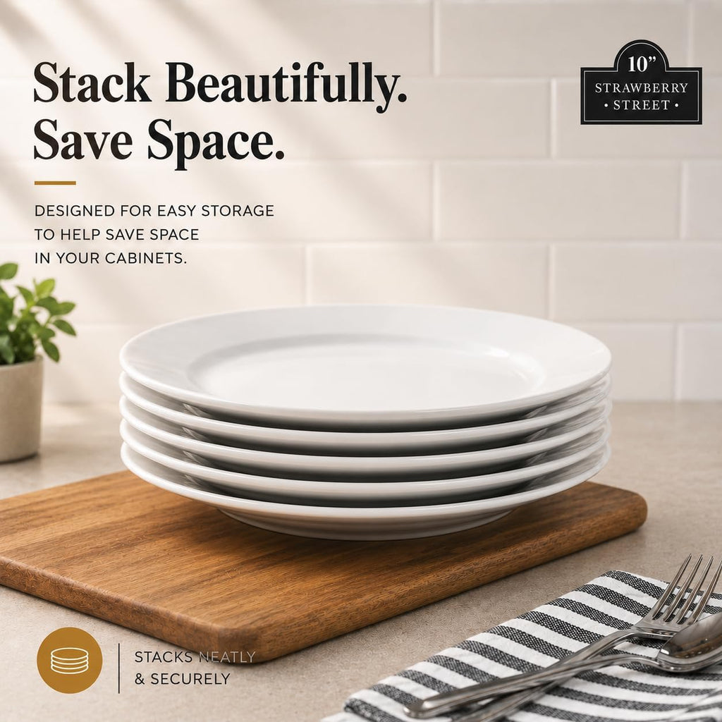Simply White 10.5" Round Dinner Plate, Set of 6