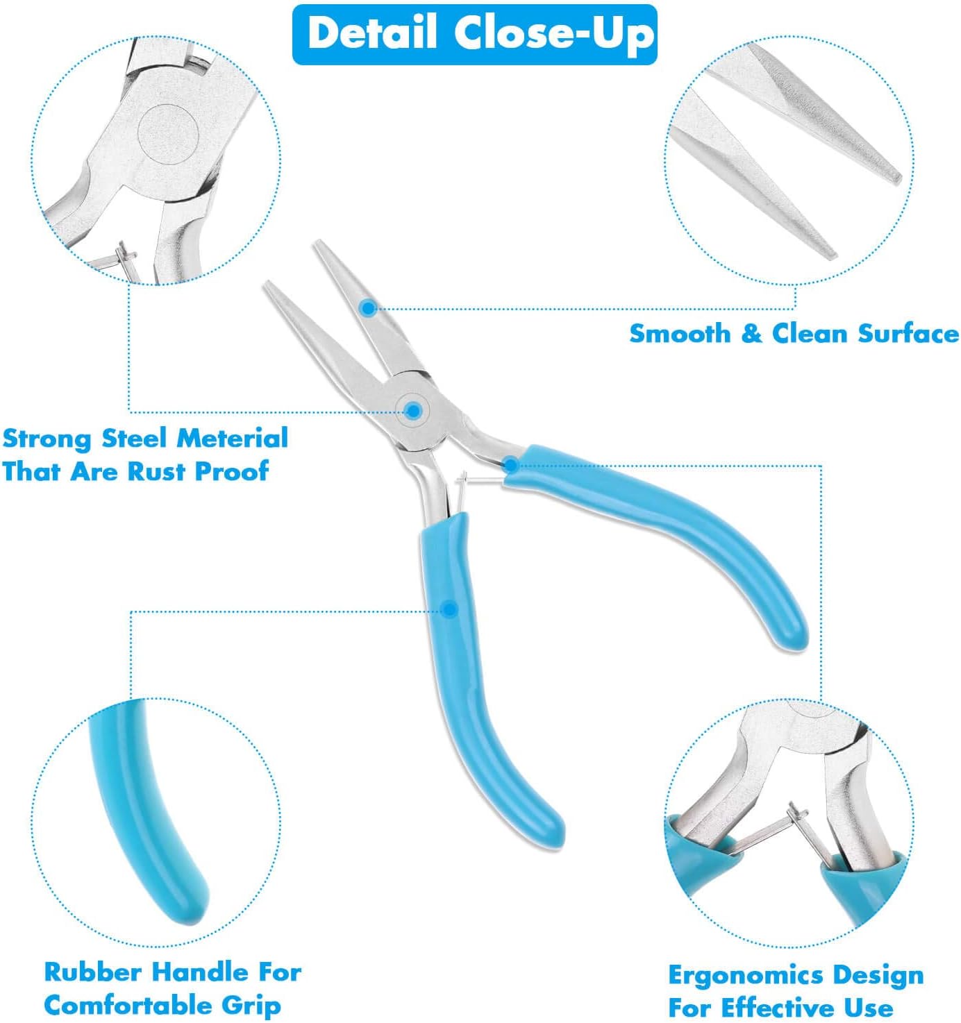 3pcs Jewelry Making Plier Tools with Needle/Chain/Round Nose Pliers and Wire Cutter for Jewelry Repair, Wire