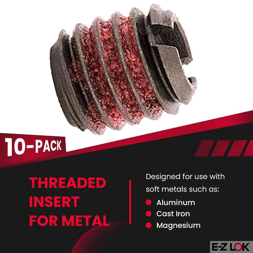 E-Z LOK Thread Insert, 6-32 Internal, 0.25-20 External, 10 ct