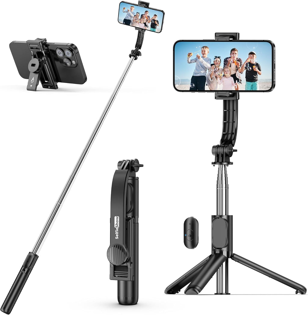 Selfie Stick, Extendable Selfie Stick Tripod with Wireless Remote and Tripod Stand, Portable, Lightweight, Compatible