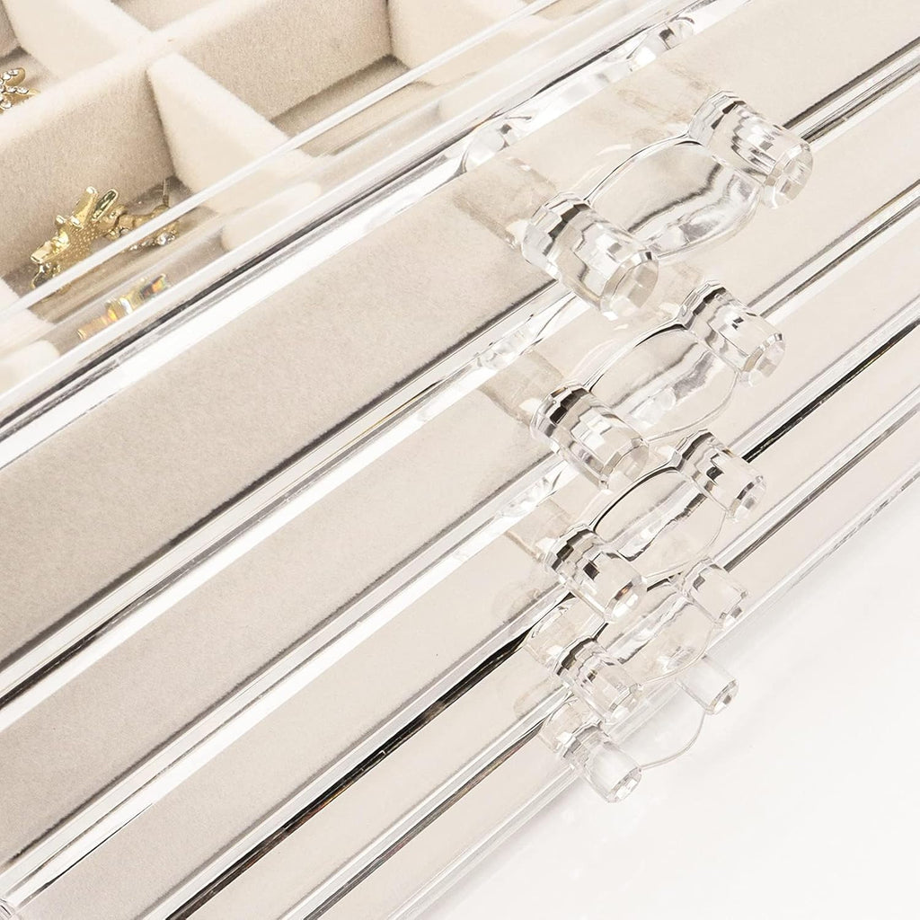 5 Drawers Clear Jewelry Box for Women and Girls, Acrylic Earring Holder Organizer Ring Holder Display Storage