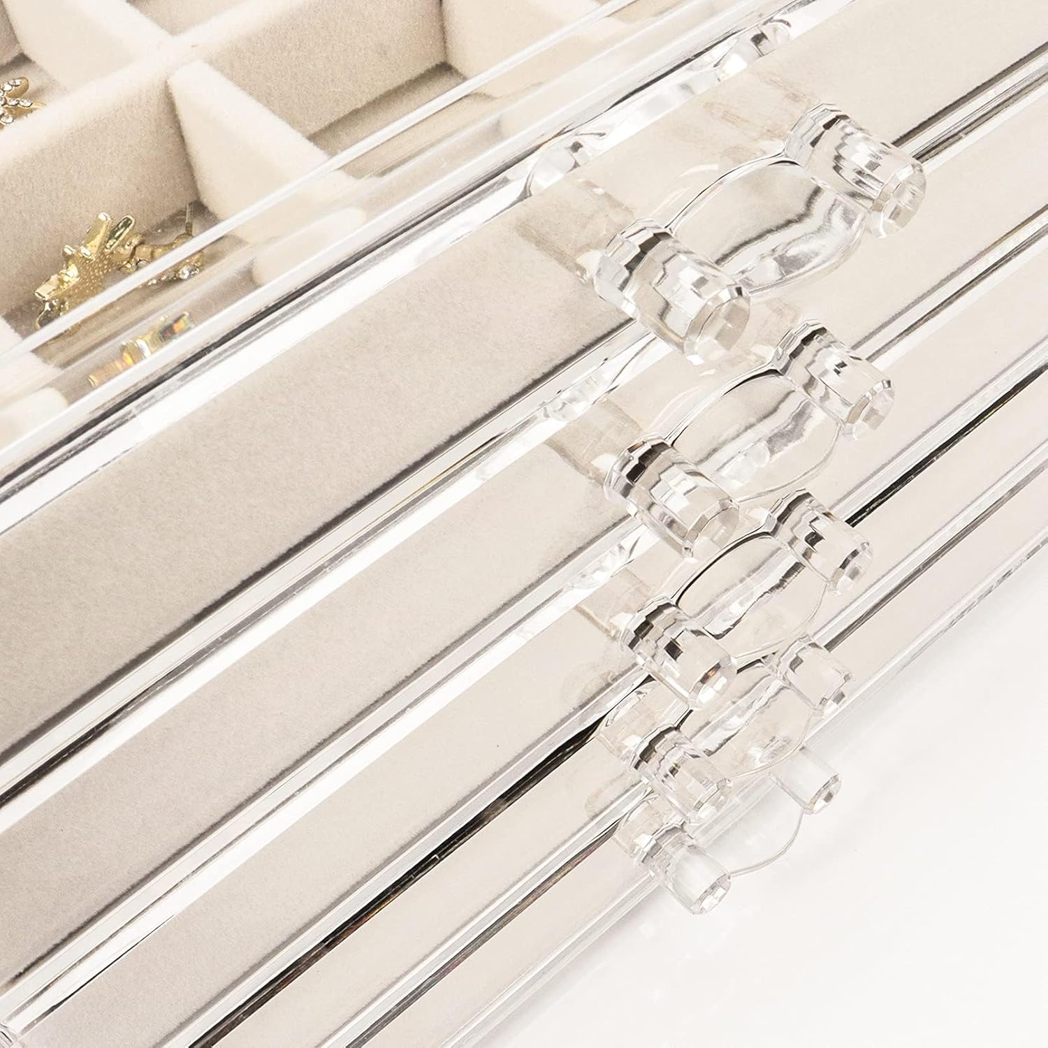 5 Drawers Clear Jewelry Box for Women and Girls, Acrylic Earring Holder Organizer Ring Holder Display Storage
