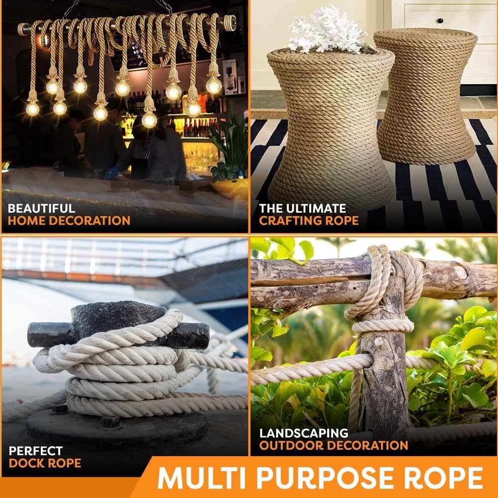 Twisted Sisal Rope – 100' X 1/4" Sisal Twine – Multipurpose Rope for Cat Scratcher, DIY Projects, Gardening, Arts &