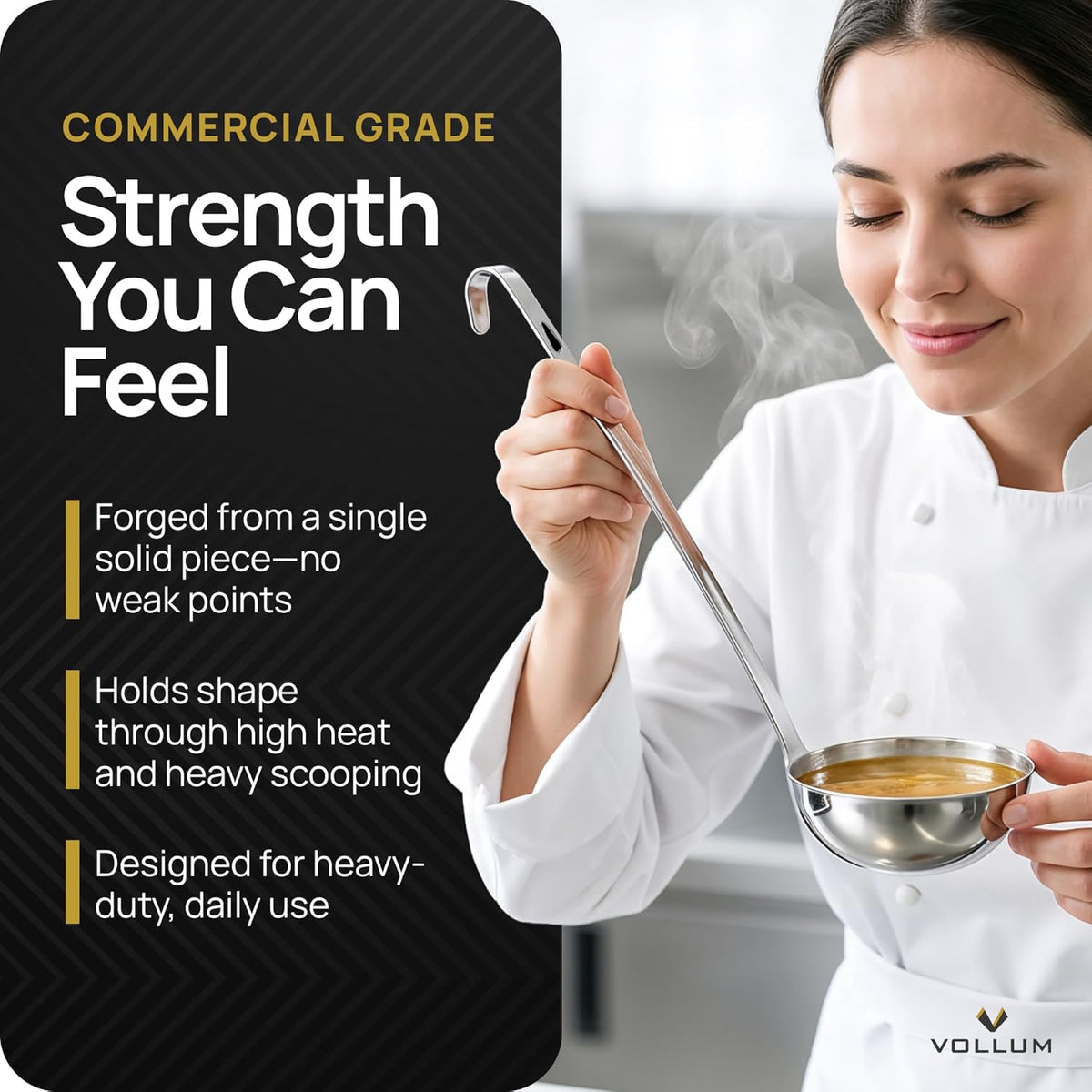 Stainless Steel Soup Ladle – Heavy Duty One-Piece 16 oz