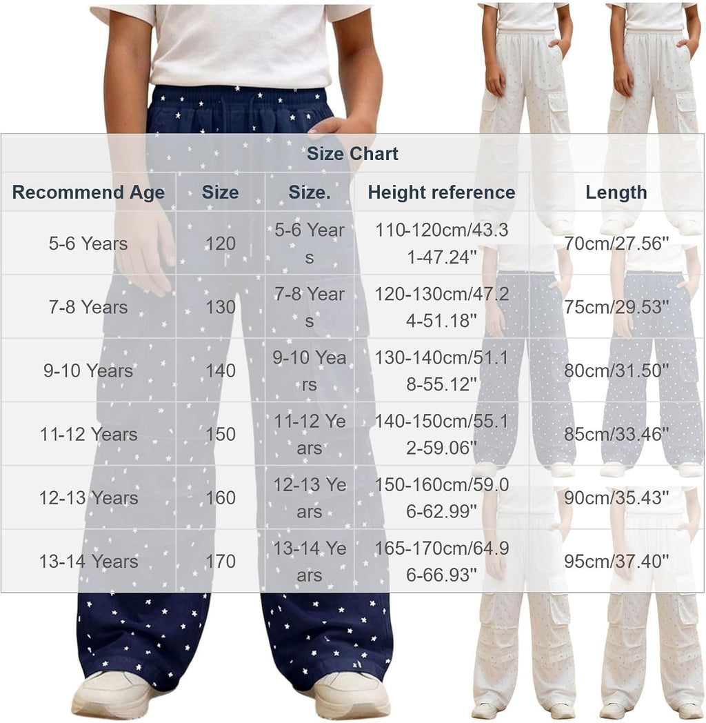 Girls Wide Leg Cargo Sweatpants Elastic Waist Parachute Pant | Teens Lightweight Quick Dry Hiking Pants, Y2K Hip Hop