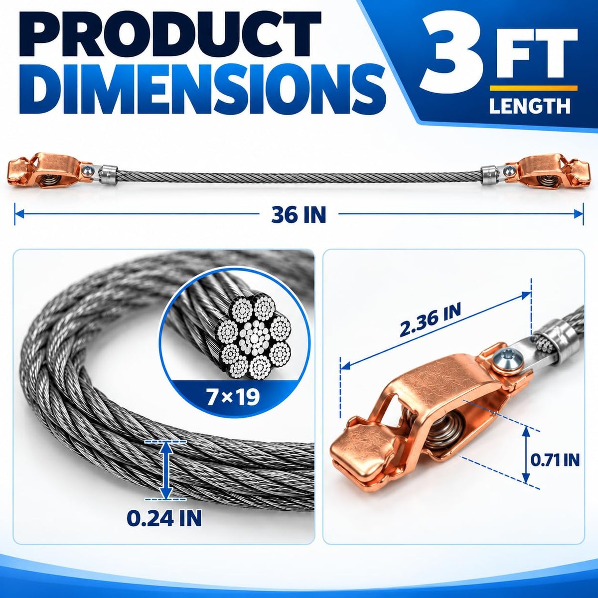 2-Pack 3ft Flexible Bonding Wire with Alligator Clips