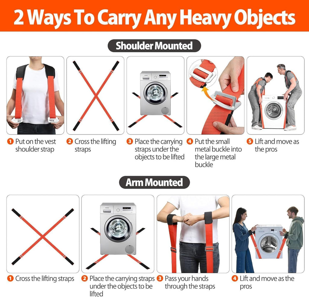 Shoulder Dolly Moving Straps,2-Person Lifting and Moving System for Lifting | Adjustable Furniture Lifting Straps for