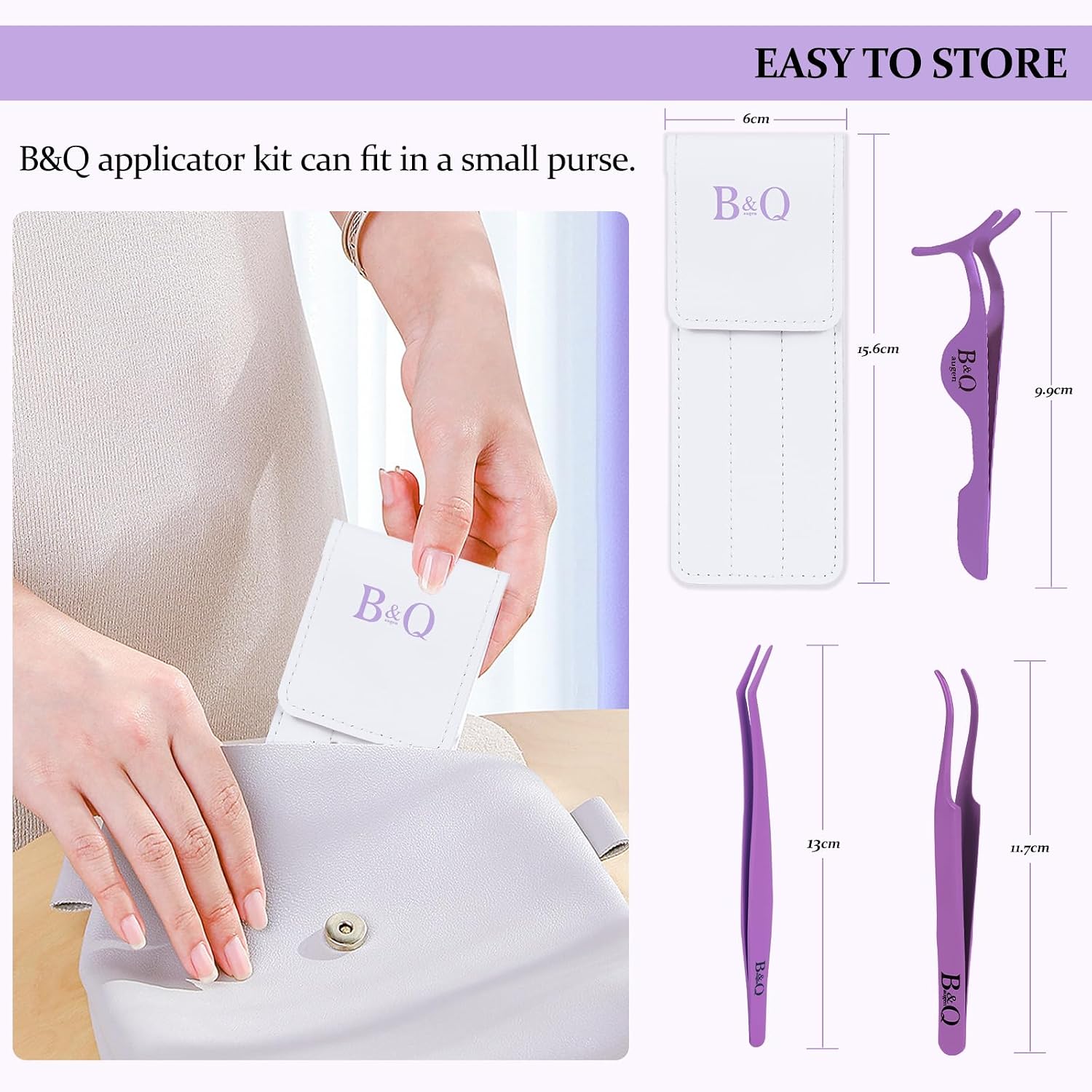 B&Q Eyelash Applicator Tool 3PCS Lash Tweezer Seamless Placement DIY Lashes | Lash Tweezers for Eyelash Extensions