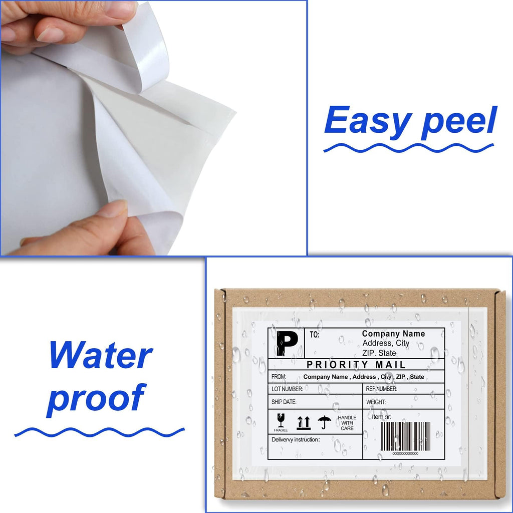 Adhesive Top Loading Packing List 7.5" x 5.5" Shipping Label Envelopes Pouches - 800pcs