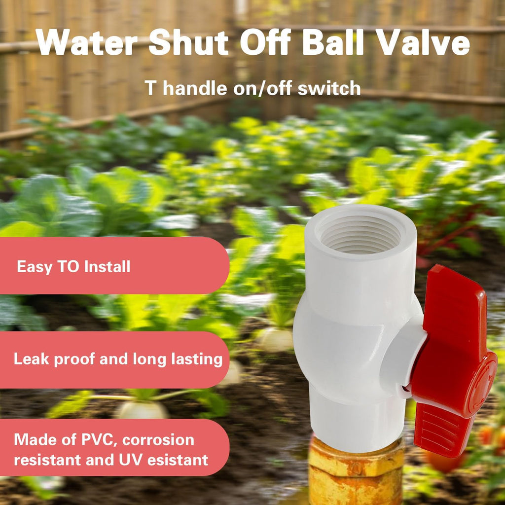 2 Pcs PVC Ball Valves 1-1/2" FNPT Shut Off Ball Valve with T-handle