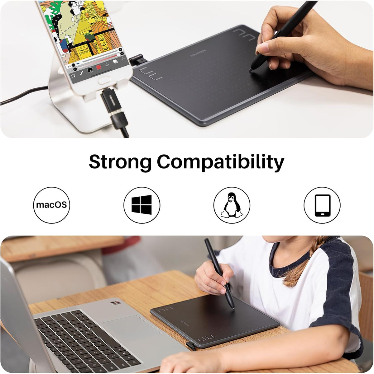 Drawing Tablet Inspiroy H430P Graphic Tablet with 4 Hot Keys for OSU