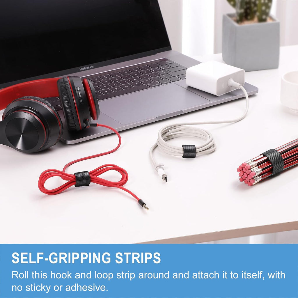 1in x 24ft | Hook and Loop Straps Heavy Duty | Double Sided Self-Gripping Strips | Reusable Multi-Purpose Wrap Roll