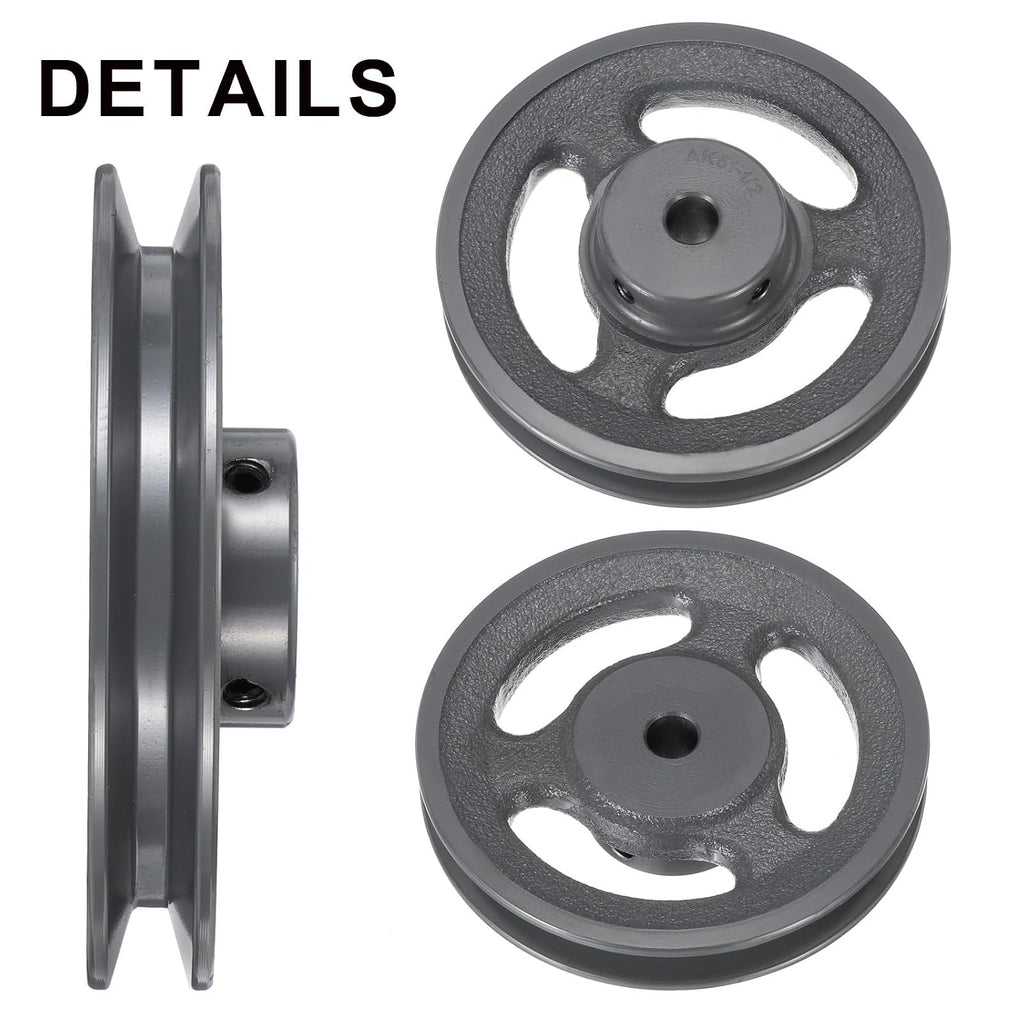 uxcell AK51-1/2 V-Belt Sheave 1/2" Bore, 4.95" OD, Single Groove Web Sheave