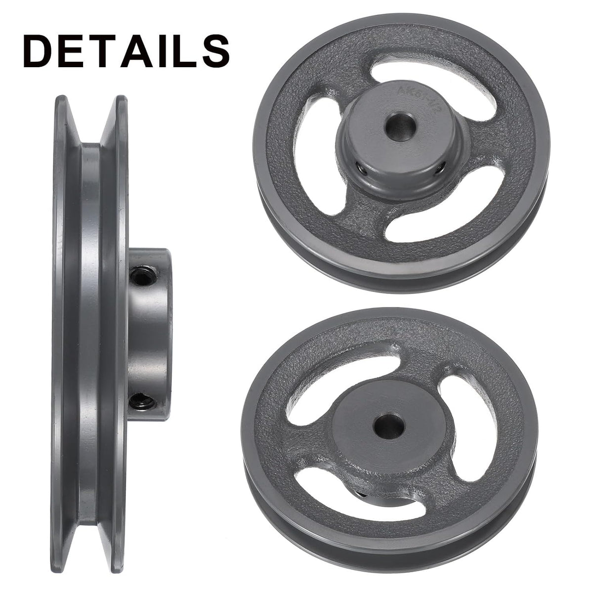 uxcell AK51-1/2 V-Belt Sheave 1/2" Bore, 4.95" OD, Single Groove Web Sheave