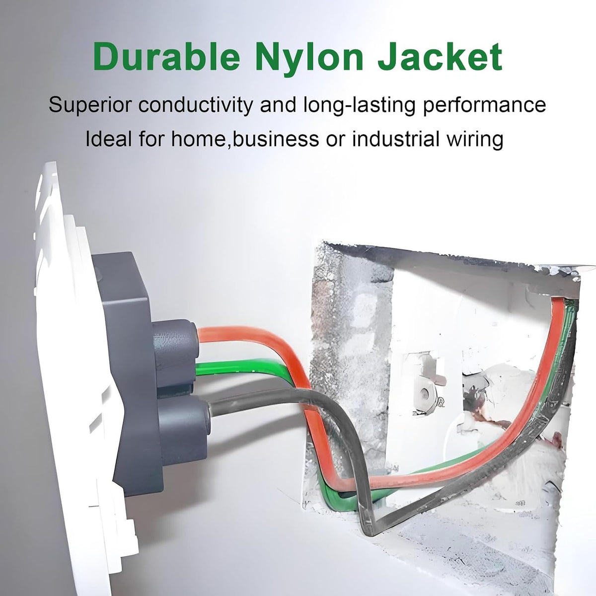 THHN Wire 12 Gauge 50FT - OFC Solid Copper 10 AWG Electrical Building Wire 600V with Nylon Jacket and PVC Insulation