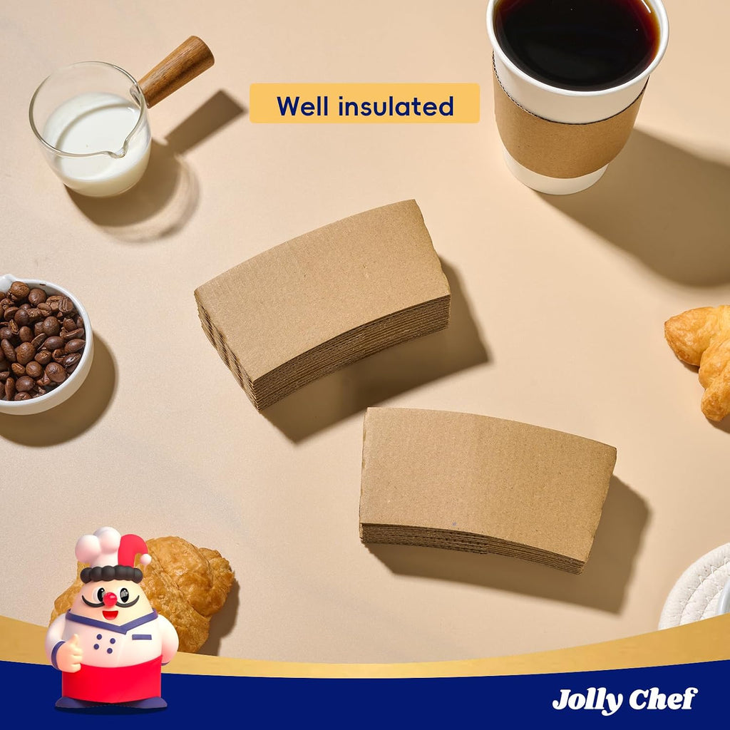 500 Pack Paper Coffee Cups Sleeve Brown