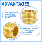 ChillWaves Brass Pipe Fitting, Long Nipple Pipe 1/2" NPT Male x 1/2" NPT Male Thread 4" Length(100MM)(1-PACK)