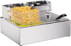 20.7Qt Deep Fryer, 3400W Electric Countertop Fryer with 2 x 6.35 QT Basket