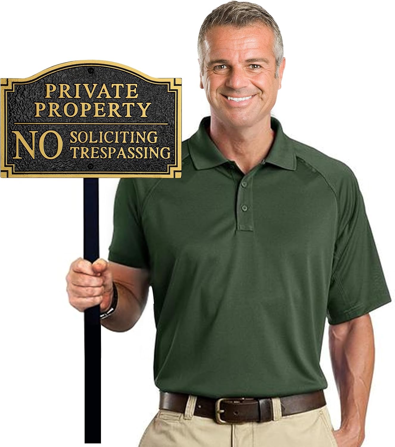 Private Property No Soliciting No Trespassing Cast Metal Yard Sign | Heavy Duty 11.5" × 7.5" Statement Plaque with