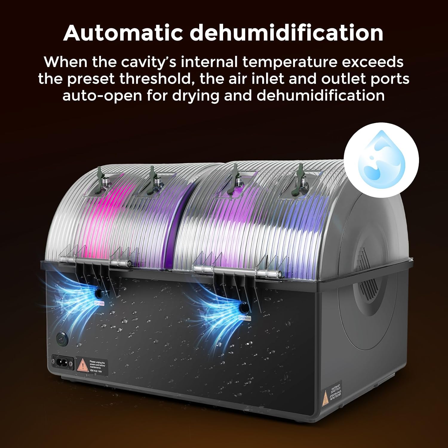 Filament Dryer 4 Spools, SH03 Filament Storage Box | 200W PTC Heats Up to 85°C, Fast Drying Auto Dehumiditification