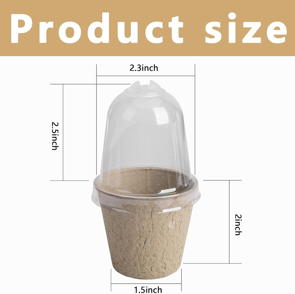 20pcs Biodegradable Plant Nursery Pots with Humidity Dome, 2.3" Seed Starter Pots for Seedlings, Vegetables