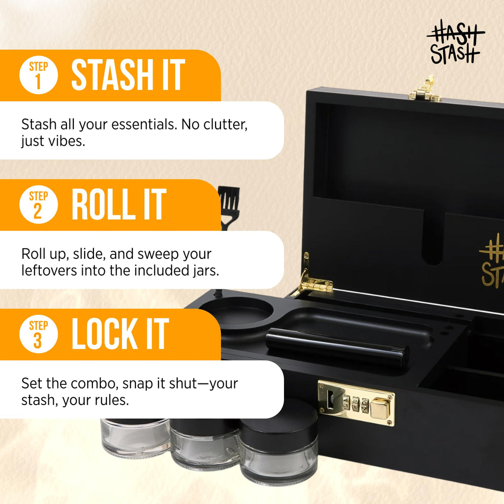 OG Large Bamboo Storage Box with Combination Lock & 3 Jars