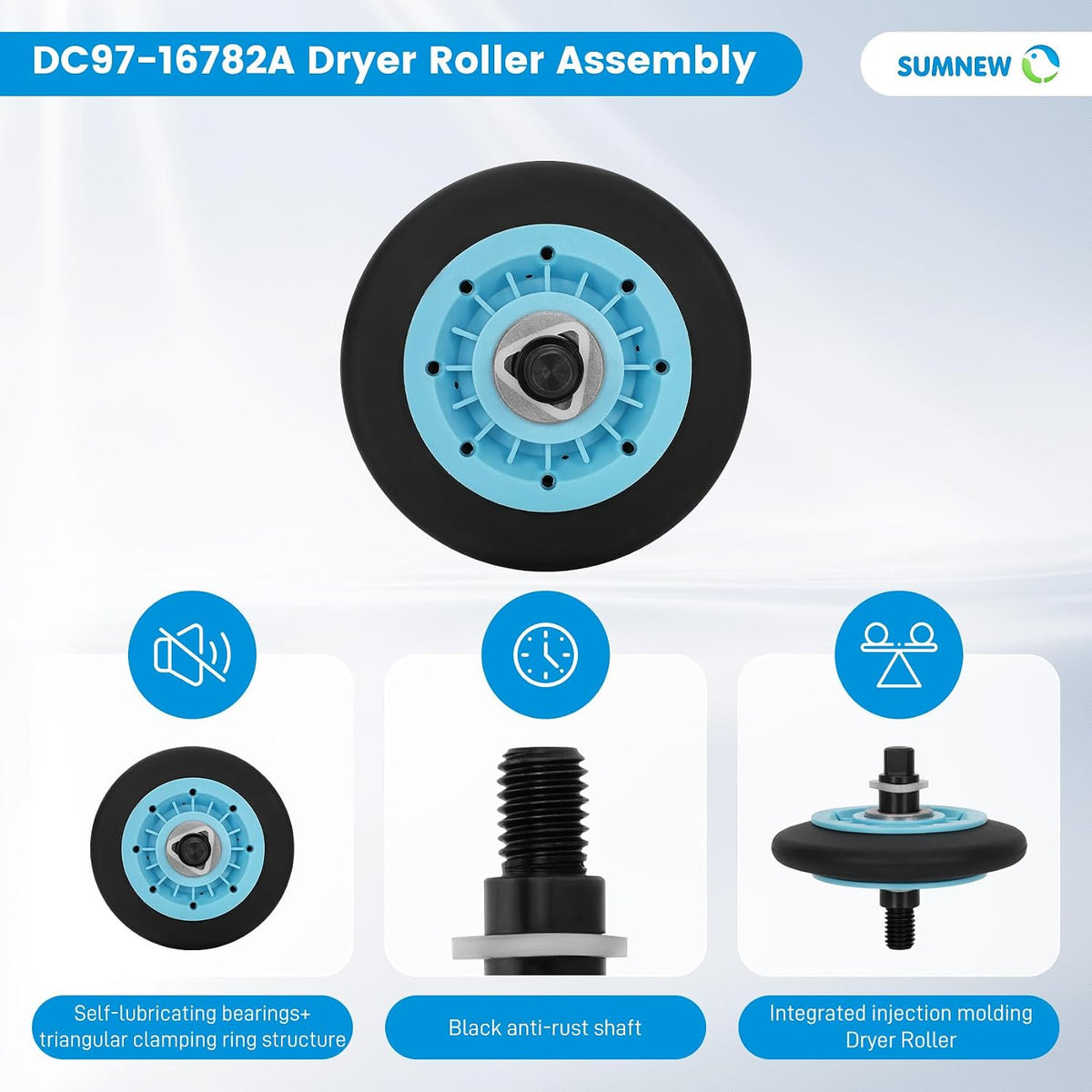 DC97-16782A Dryer Drum Roller Replacement Kit Compatible with Samsung Dryer