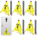 6 Pcs 19.5 Inch Wet Floor Sign Pop-up Safety Cone with Storage Tube Wet Floor Symbol Yellow Warning Sign for Retail