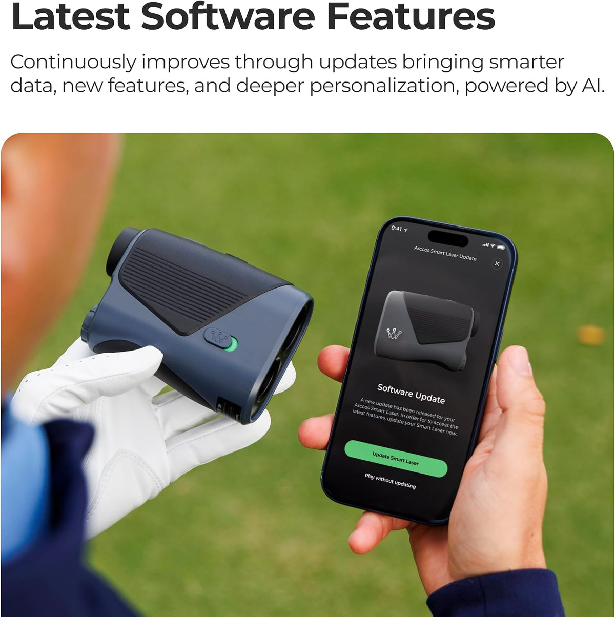 Arccos Smart Laser Subscription Rangefinder w/Slope + Wind, Plays-Like Yardage | AI GPS rangefinder, Tournament
