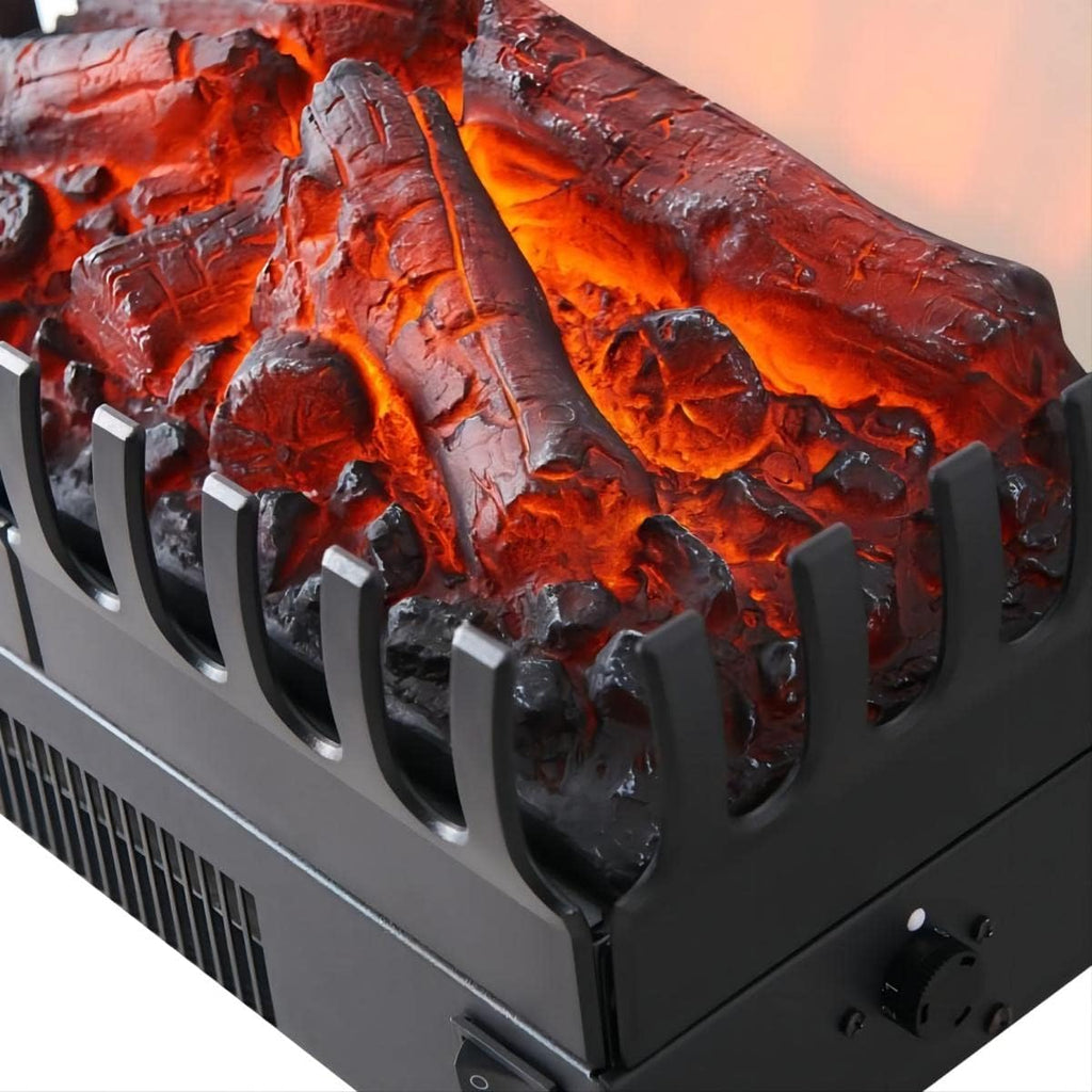 Electric Fireplace Log Heater, 16" Fireplace Inserts with Realistic Ember Bed, Thermostat, 750/1500W, Black