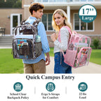 Clear Backpack - 17 inch Camouflage Patterned School Bookbag, Brown