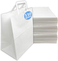 110 Pack White Paper Bags with Handles