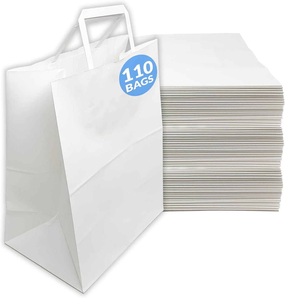 110 Pack White Paper Bags with Handles