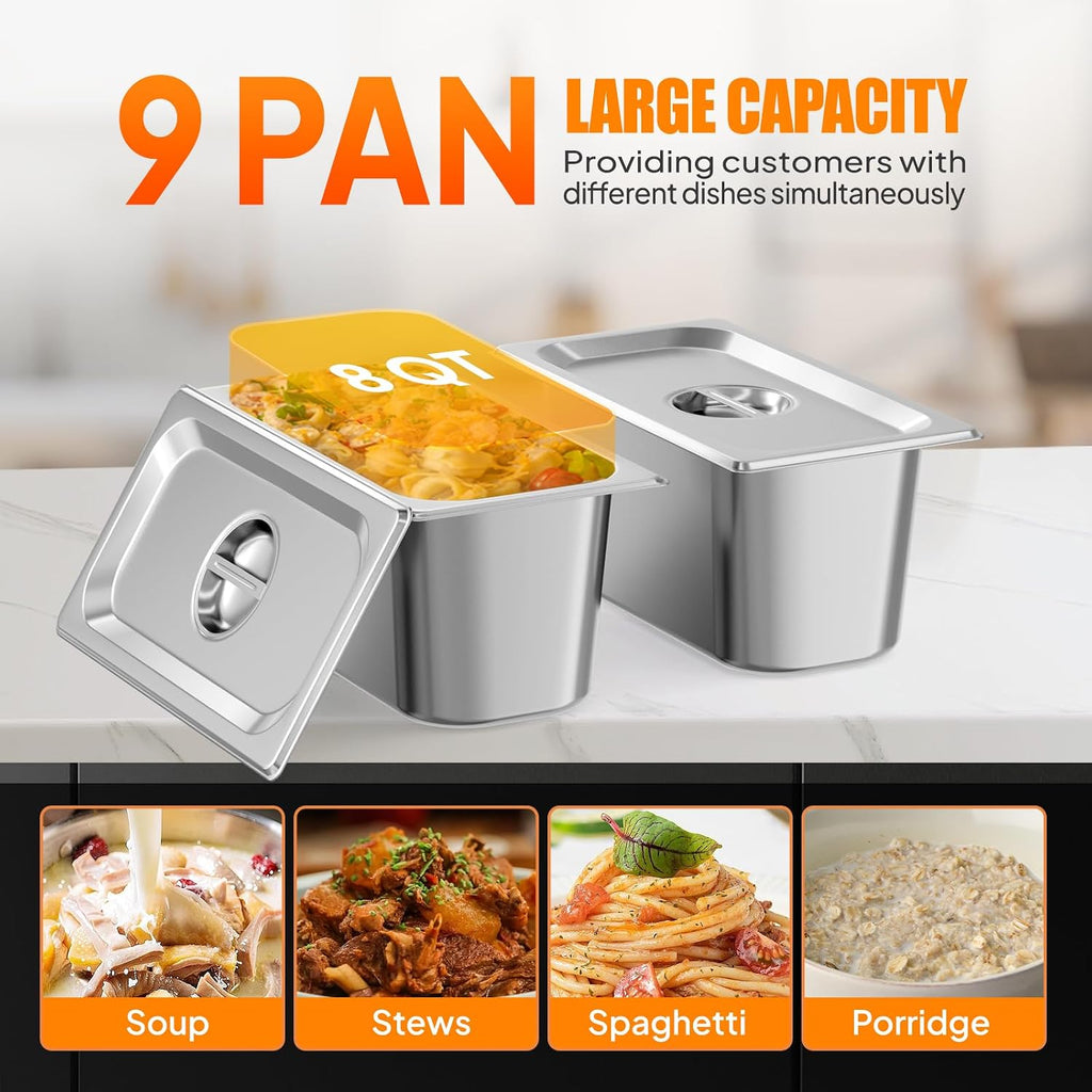 72QT Electric Commercial Food Warmer Steam Table, 1500W