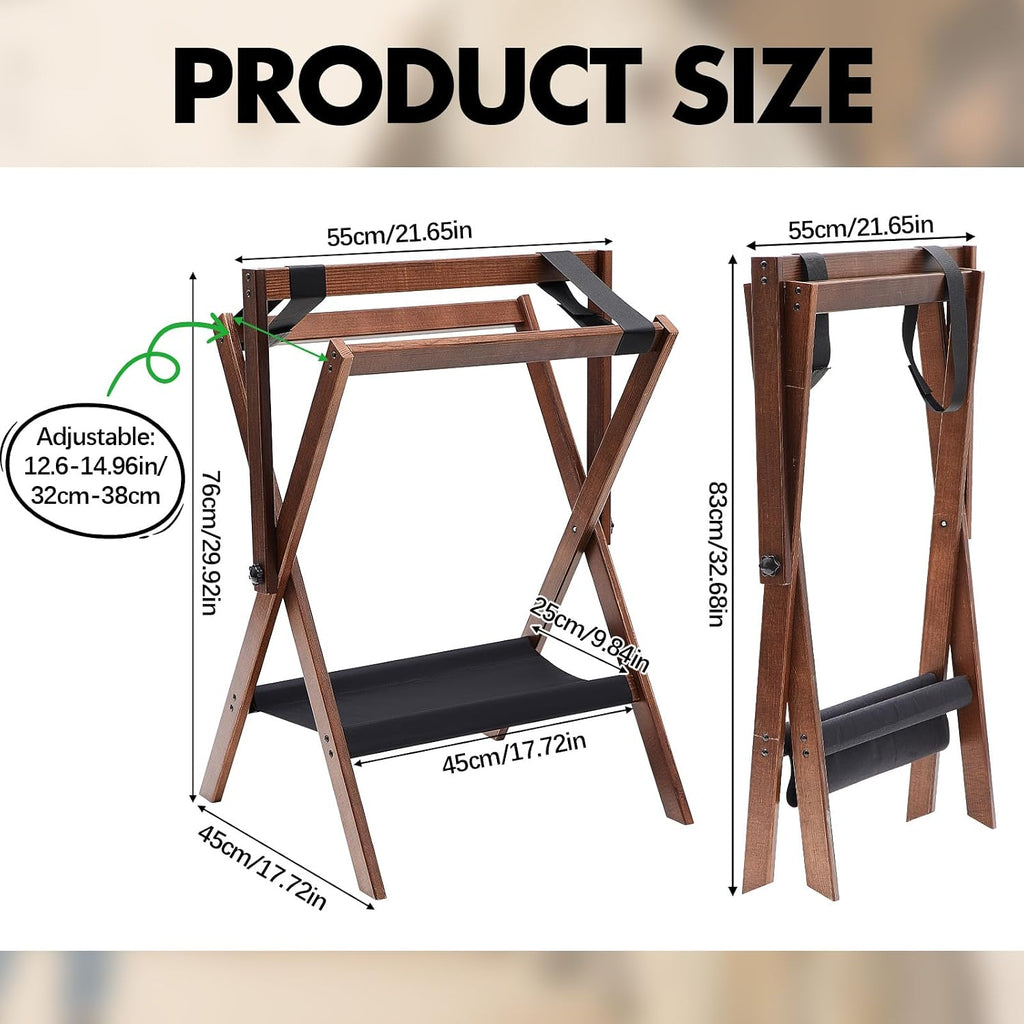 1 Pack Pine Wood Folding Saddle Rack Storage Tray, Vintage Brown