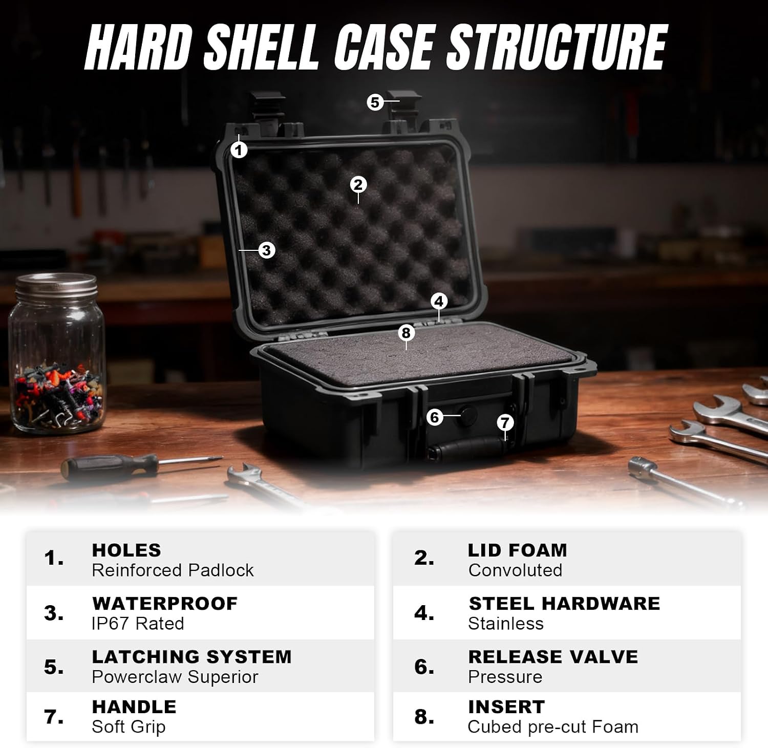 Waterproof Hard Camera Case with Pre-cut Foam,black,updated | Portable Hard Shell Case With Updated Plastic