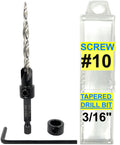 FTG USA #10 (3/16") Countersink Drill Bit for Wood with Tapered Drill Bits