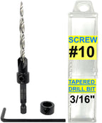 FTG USA #10 (3/16") Countersink Drill Bit for Wood with Tapered Drill Bits