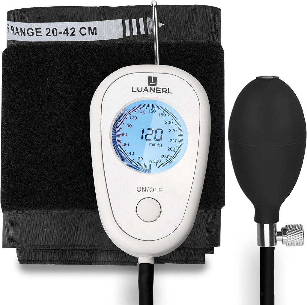 Professional Aneroid Digital Display Manual Blood Pressure Cuff Size 8”-17” Inches (20-42cm) Precise Sphygmomanometer