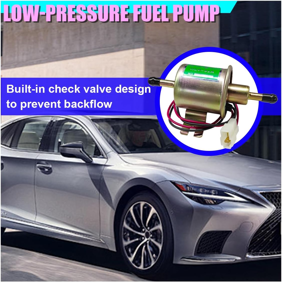 12V Electric Fuel Pump, Low-Pressure Inline Gasoline Pumps (Gold)