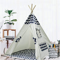 Teepee Tent for Kids - Play Tent with Mat, Indoor Outdoor Playhouse, Indian Canvas Tipi Wigwam, Children's Navy