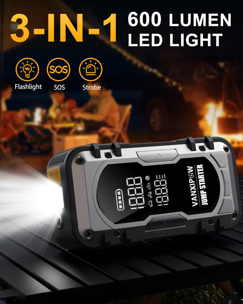 8000A Portable Car Battery Jump Starter with Air Compressor, 150PSI (9.0 L Gas/8.0L Diesel), 12V Jump Box Car Battery