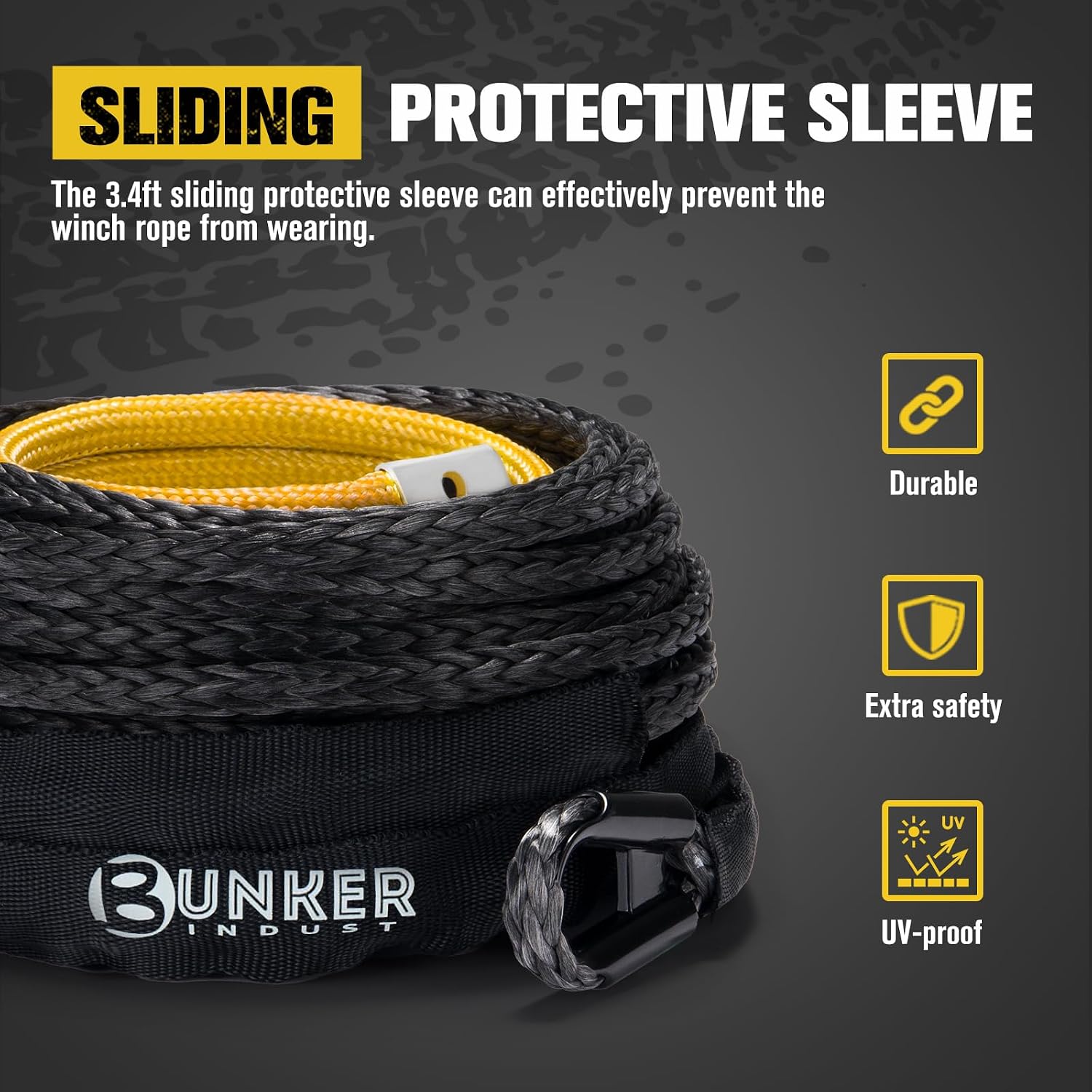 1/4" x 50' Synthetic Winch Rope,9500LBS ATV UTV Winch Cable with Protective Sleeve 50 FT Winch Line Replacement for